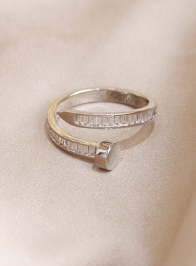 菲颜施女日韩锆石钉子开口戒指