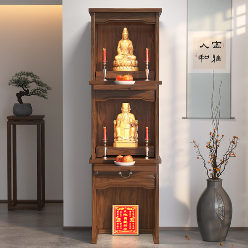 实木神龛新中式佛龛立柜观音祖先神台柜佛柜家用简约现代地主神柜 - 图0