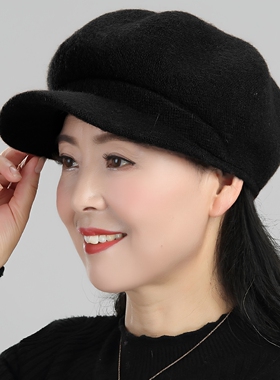 中年妈妈冬女百搭帽子八角帽