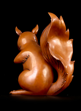 匠泽铜魂紫铜松鼠摆件鼠摆件