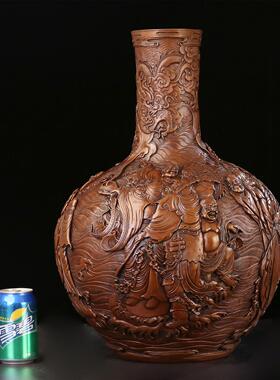 紫铜花开富贵花瓶摆件新中式