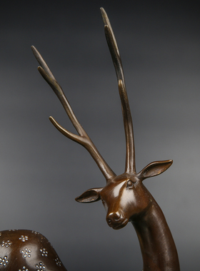 匠泽铜魂小福梅花鹿双全礼物摆件