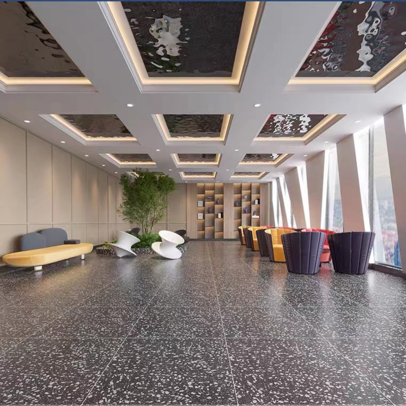 彩色亮光水磨石地砖600×600客厅餐厅服装店商场防滑瓷砖地板砖-图1
