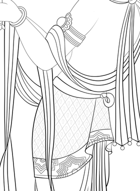 高清张大千敦煌壁画菩萨白描底稿工笔画佛像线稿线描实物打印勾线