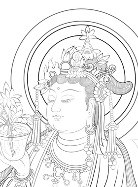 敦煌壁画观世音菩萨白描底稿佛像人物工笔画线稿线描实物打印勾线