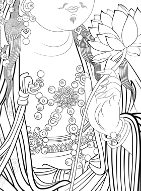 说经图莲花佛像白描底稿传统人物工笔画线稿线描实物打印勾线过稿