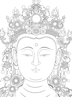 半身像观音普贤文殊菩萨白描底稿工笔画佛像线稿线描纸质打印勾线