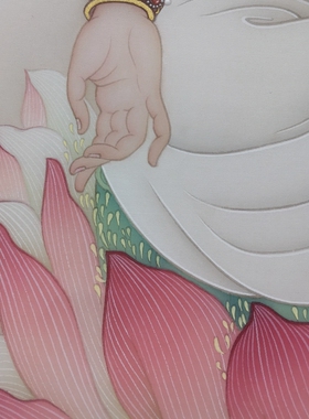 本人纯手绘工笔画莲花观音菩萨佛像绘画绢画国画新中式画心未装裱