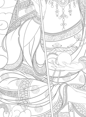 地藏王菩萨白描底稿工笔佛像人物线稿线描纸质打印稿