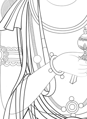 高清张大千敦煌壁画菩萨白描底稿工笔画佛像线稿线描实物打印勾线