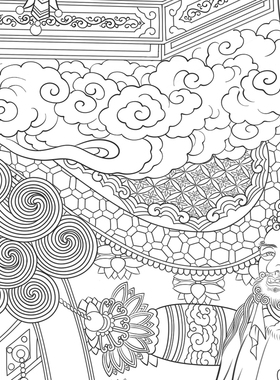 高清文殊菩萨白描底稿工笔画佛像人物线稿勾线线描实物纸质打印