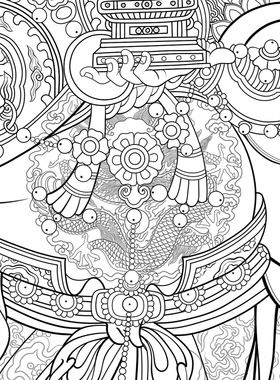 工笔画传统人物线稿四大天王高清白描底稿国画勾线线描纸质打印稿