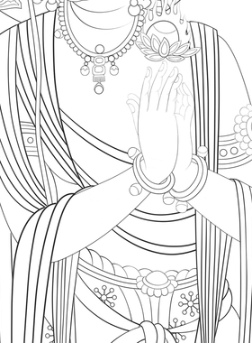 张大千敦煌壁画菩萨白描底稿工笔画人物线稿线描实物纸质打印勾线