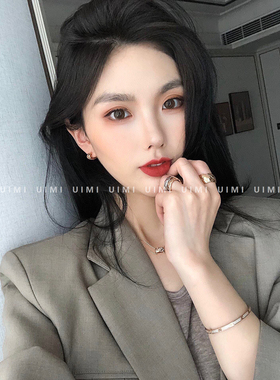 UIMI/极简中的奢华！25FW 高ji感金色双层菱格纹锁骨链项链 女