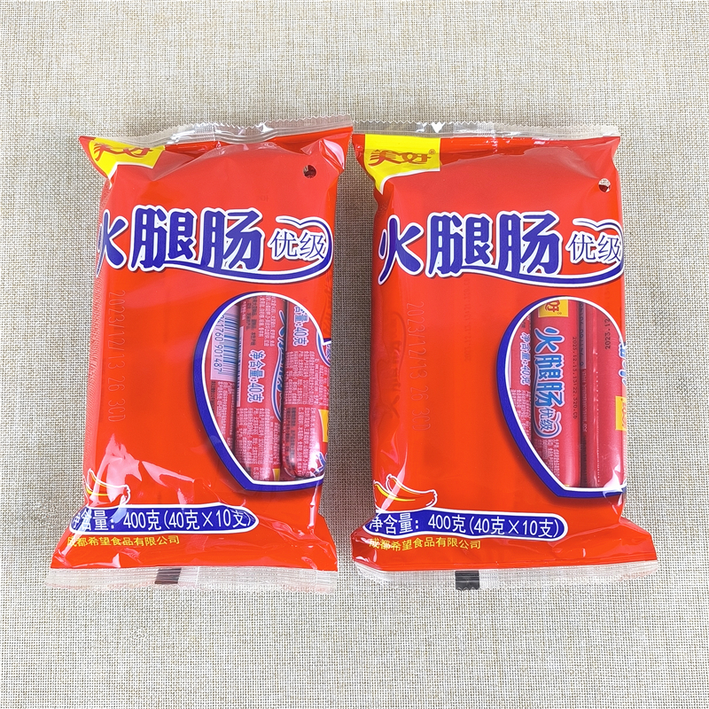 【整箱】美好火腿肠 40g*10支*10袋 旅游即食 零食泡面做汤火锅肠 - 图0