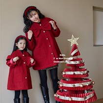 Foreign pistachio dress Son Coat Temperament Girl Little Fragrant Wind Christmas Gown Jacket Mother Woman Dress Autumn Winter