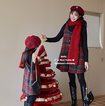 New Years pro-dress foreign air checkered girls vest dress dress Inn windsurmounted female dress suit 2023