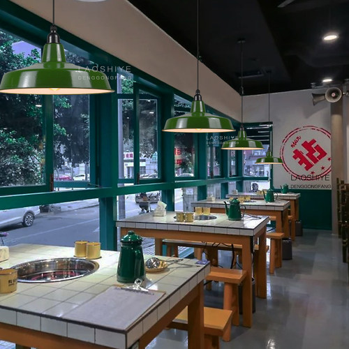 正品搪瓷吊灯工矿灯马路灯怀旧复古灯罩搪瓷火锅店餐厅工业风吊灯 - 图0