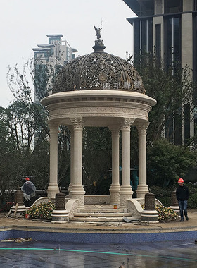 石雕大理石凉亭雕塑大型欧式圆顶铸铜亭子帽装饰摆放户外公园广场