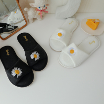 A small daisy for you ~ autumn-style sun flower embroidery Toes Silent Bottom Home Shoes Bedroom Slippers women