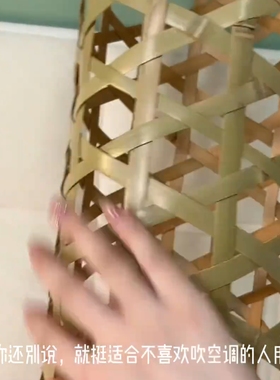 夏日竹编夹腿长条抱枕纳凉神器