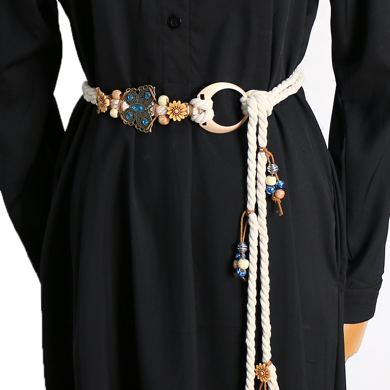 民族风编织腰带女配裙子复古百搭棉绳装饰腰链汉服收腰绳子配饰潮,淘宝优惠券,粉丝福利购,淘宝优惠卷