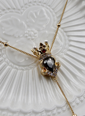 Sherain | 诗觅雨 红桃皇后项链珍珠吊坠星片叠戴锁骨链毛衣链