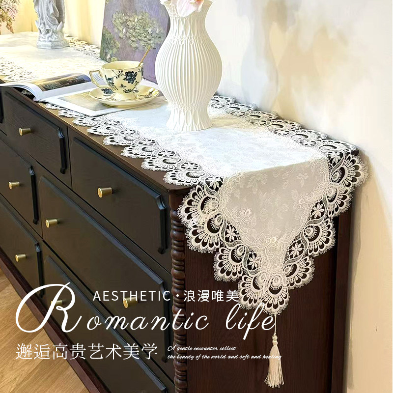 法式蕾丝桌旗轻奢高级长条茶几巾美式复古高端斗柜盖巾电视柜盖布,淘宝优惠券,粉丝福利购,淘宝优惠卷