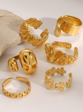 欧美不锈钢复古爱心戒指高级感小众指环钛钢手饰品rings