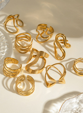 饰品不锈钢夸张戒指高级感ins指环不规则手饰欧美rings女