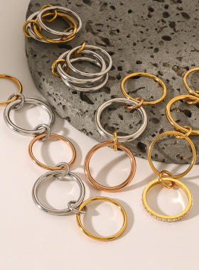 欧美不锈钢叠戴素圈戒指高级感个性指环钛钢手饰品rings