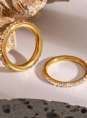 欧美饰品不锈钢锆石戒指高级感ins指环18k钛钢手饰rings