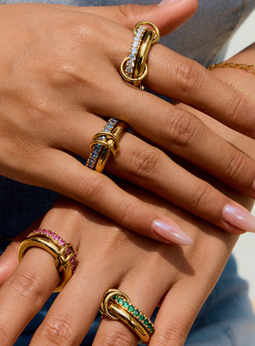 欧美锆石戒指钛钢不掉色轻奢高级感指环爆款饰品ring