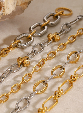 欧美不锈钢古巴手链高级感ins金属链条钛钢手饰bracelet