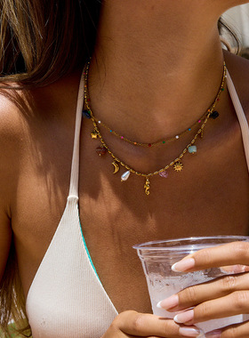 欧美钛钢珍珠项链轻奢高级感锁骨链钛钢饰品女不掉色爆款