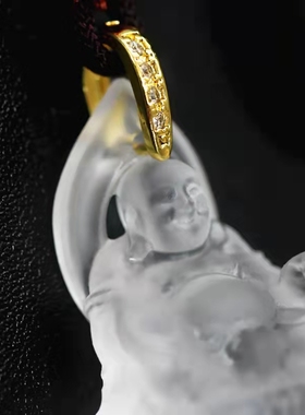 古法男女款琉璃弥勒佛吊坠项链