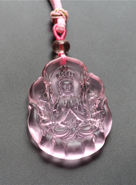 古法琉璃守护神本命荷花佛牌挂件