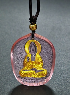 古法琉璃水滴形净水观音吊坠饰品
