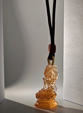 古法琉璃立体小佛像吊坠绿度母