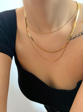 欧美18K镀金钛钢不掉色蛇骨链