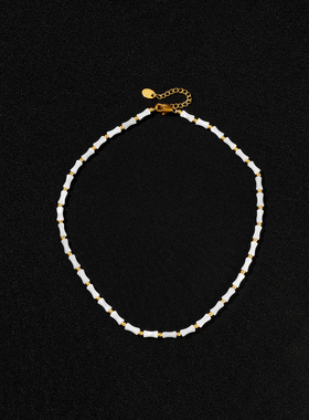 新中式复古猫眼矿石竹节锁骨链