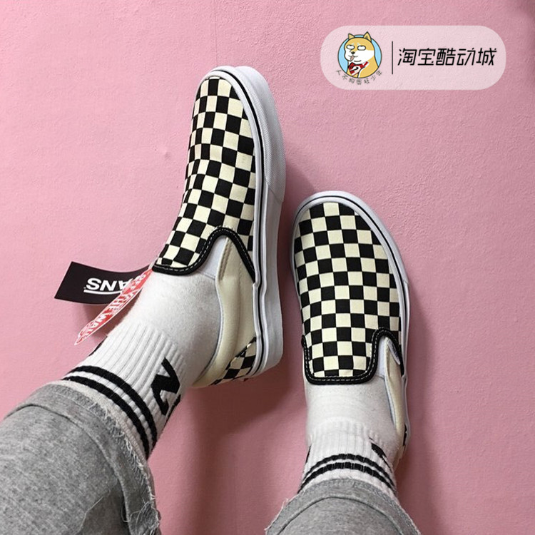 现货Vans Slip On黑白棋盘格一脚蹬低帮男女帆布鞋VN-0EYEBWW-图2