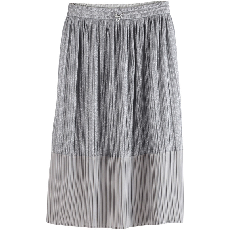 初语2020春装新款拼接雪纺女中长裙 初语梓淇半身裙