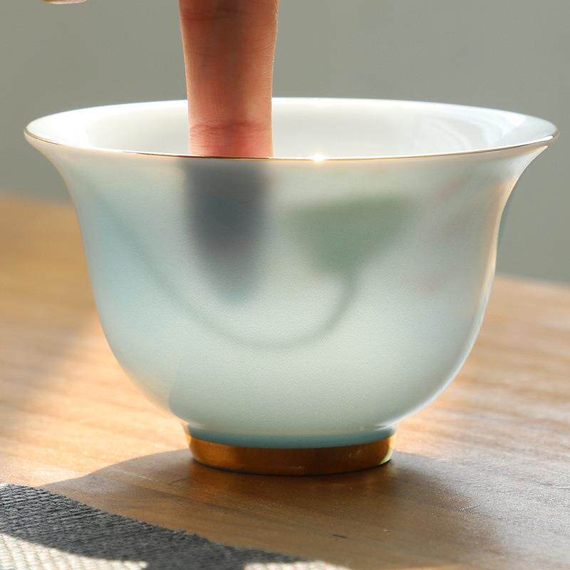 ATPEUN white porcelain tureen, real hand-painted sweet white porcelain tea bowl, Dehua Han white porcelain mutton fat jade clay kung fu bubble