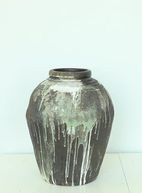 Atpeun陶罐摆件陶瓷花瓶复古粗陶罐台面花盆室内民宿家居花器装饰