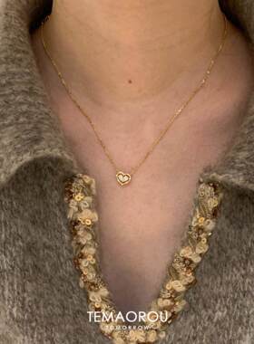 金色双拼爱心水滴项链轻奢高级感