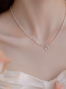 s925纯银碎银子珍珠项链女妈妈款