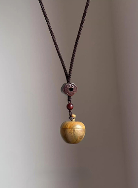 新中式木质苹果吊坠项链小众设计