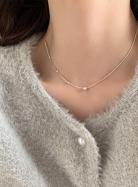 高保色小银球蛇骨项链设计感颈链