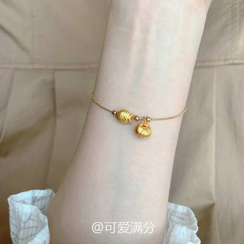 复古金色小福袋锦鲤手链新中式时尚百搭轻奢气质精致新款显白手饰,淘宝优惠券,粉丝福利购,淘宝优惠卷